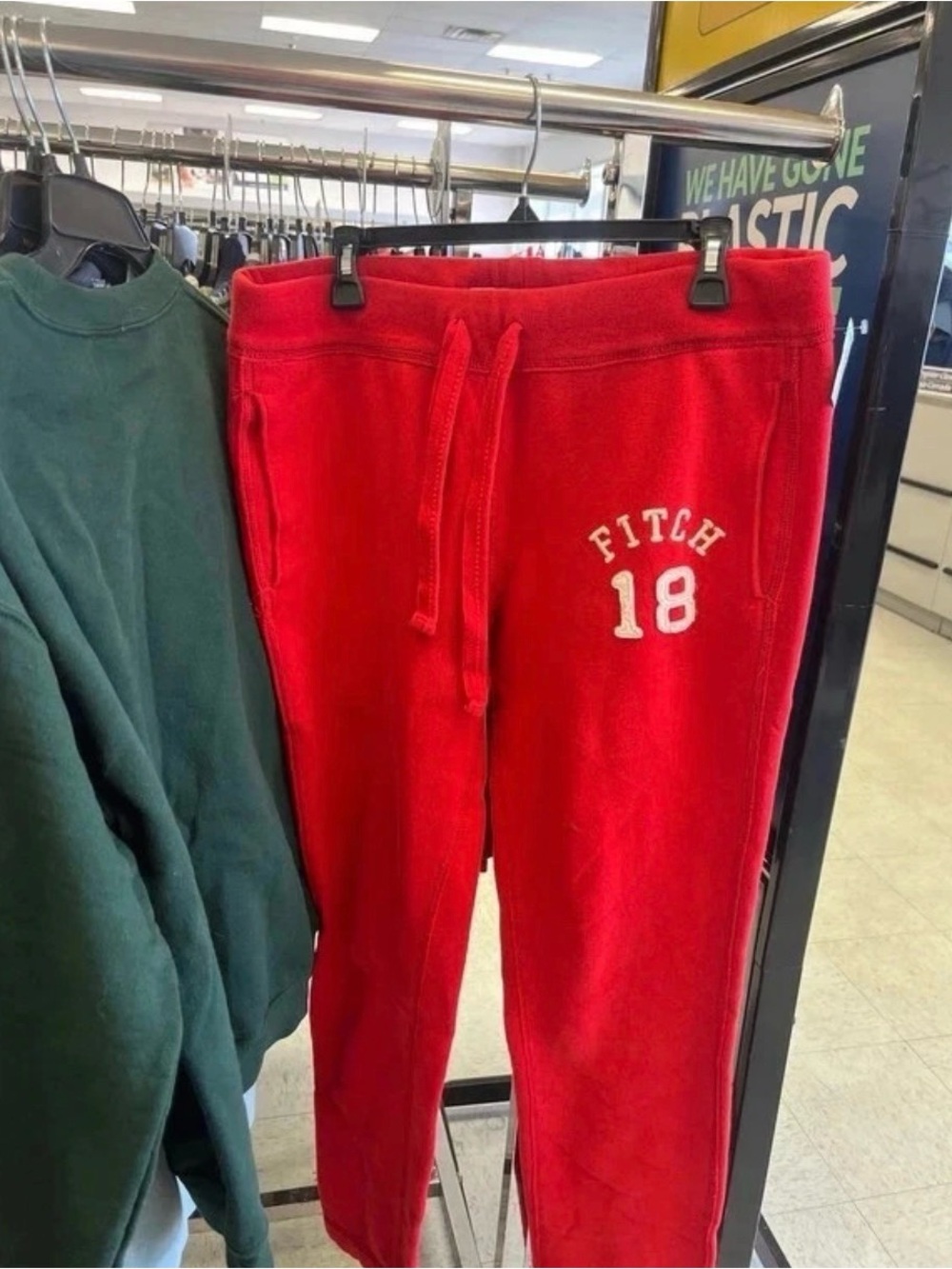 VINTAGE Abercrombie & Fitch Red Sweatpants with 'Fitch 18' Logo